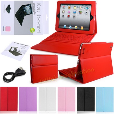 8 Colours PU Leather Cover Case with Bluetooth Keyboard for iPad 2,3,4 & iPhone
