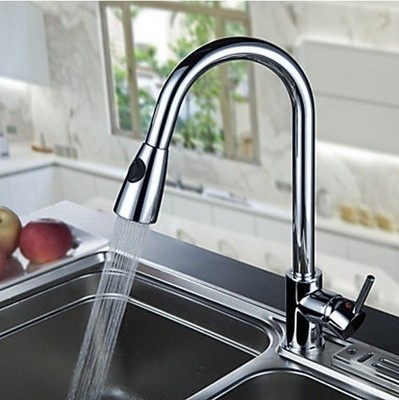 New Faucet Kitchen Brass Basin Sink Pull Out Spray Chrome Mixer Tap QX8096