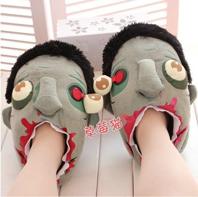 horrible zombie Kyonshi plush indoor slippers shoes new