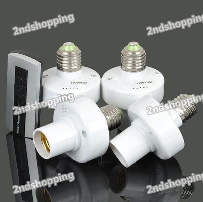 4x E27 Wireless Remote Control Switch Light Lamp Bulb Holder Cap Socket Screw