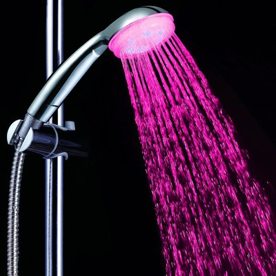 Water Powered 7 color Auto Changing 6 LED Bathroom ABS Bath Shower Spraying Head