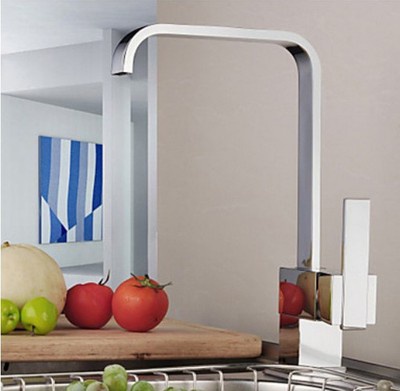NEW Polished Chrome Brass Square Kitchen Sink Faucet Swivel Spout Single Handle