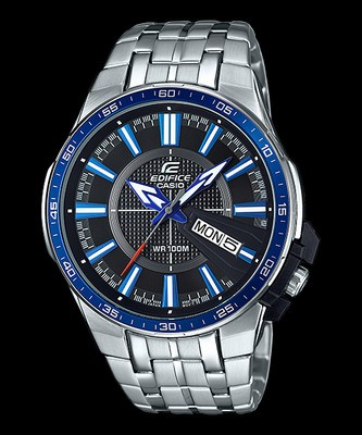 EFR-106D-1A2 Black Blue Casio Edifice Men's Watch Stainless Band Analog New