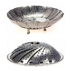 Stainless Folding Mesh Food Dish Poacher Steamer Basket Cooker Bowl Expandable