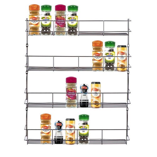 NEW Wall Mount Iron Rack Organizer Spice Shelf Kitchen Storage Metal Jar Holder
