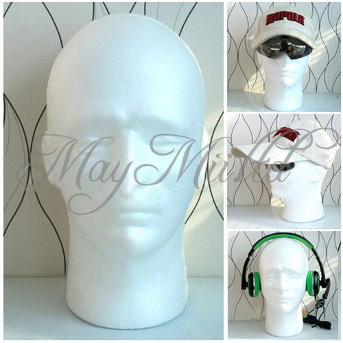 Wig Hats Holder Glasses Foam Mannequin Styrofoam Male Head Stand Model Display W