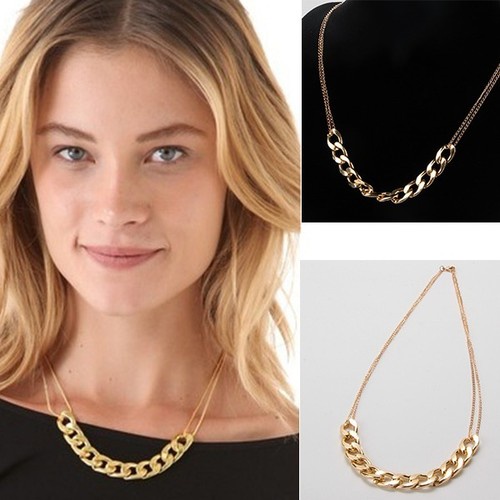 Aluminium Light Gold Chunky ID Chain Link Necklace Curb Chain Statement Choker
