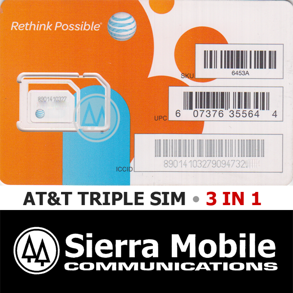 AT&T Triple SIM MINI + MICRO + NANO • GSM 4GLTE • Prepaid GoPhone or Contract