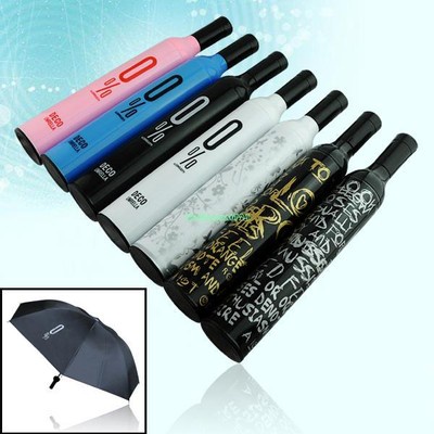 FASHION HOT WINE BOTTLE FOLDING SUN & RAIN UMBRELLA 7 DESIGNS