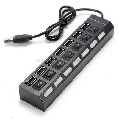 New 7 Port USB 2.0 HUB High Speed With Power Adapter For PC Laptop Notebook A88