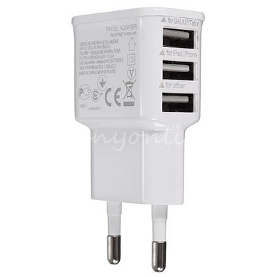 3 Ports EU Plug USB Wall AC Charger Adapter for Samsung Galaxy S5 Note 4 LG G3