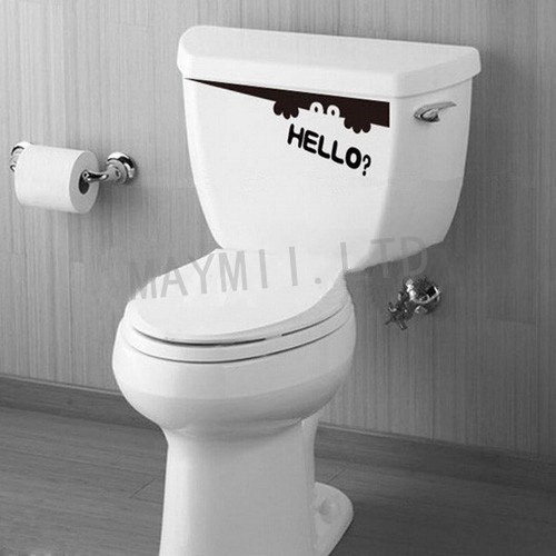 Toilet Monster Hello Bathroom Decal Funny Creative Vinyl Sticker Wall Art Funny