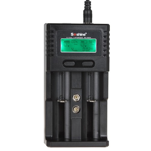 Soshine H2 LCD Display Wall /Car Battery Charger for 18650 26650 Li-ion Battery