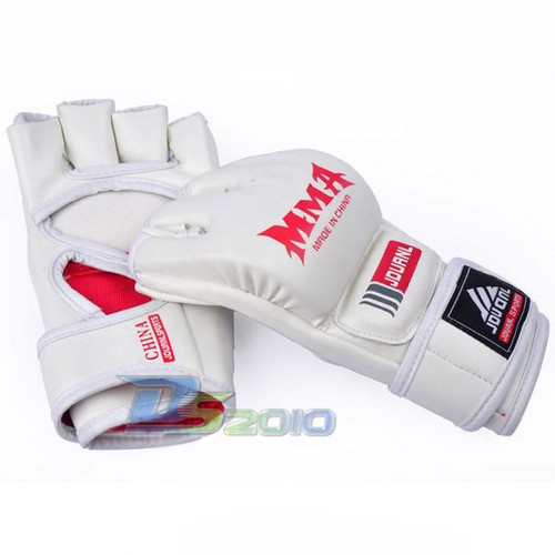 White MMA Sanda UFC Muay Thai Training Half-Finger Mittens Boxing Mitts Gloves