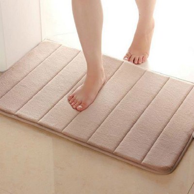 Memory Foam Bath Mats Bathroom Horizontal Stripes Rug Non-slip Bath Mats 40*60cm