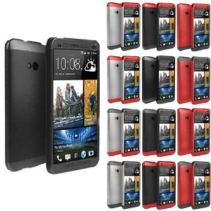 Tri-color Double Dip Hard Full Protection Back Case Cover For HTC One M7 NEW
