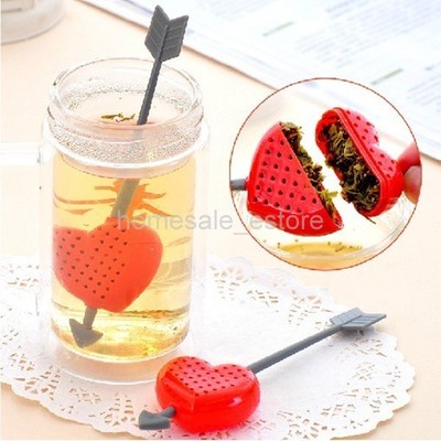 Cupid Arrow Love Heart Tea Herb Leaf Filter Infuser Strainer Stirrer Teaspoon