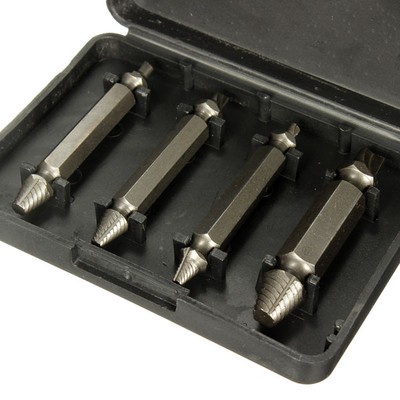 4×Screw Extractor Drill Bits Guide Set Broken Damaged Bolt Remover Easy Out Set