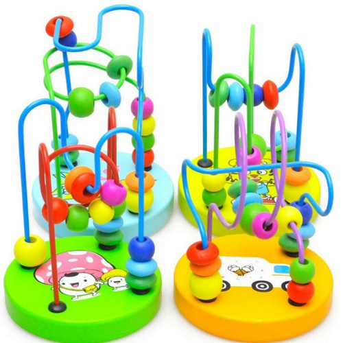 Hot Children Kids Baby Colorful Wooden Mini Around Beads Educational Game Toy