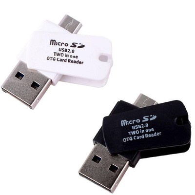 1pc 2-in-1 Micro SD TF Card Reader with OTG USB 2.0 with Micro USB for Phone PC