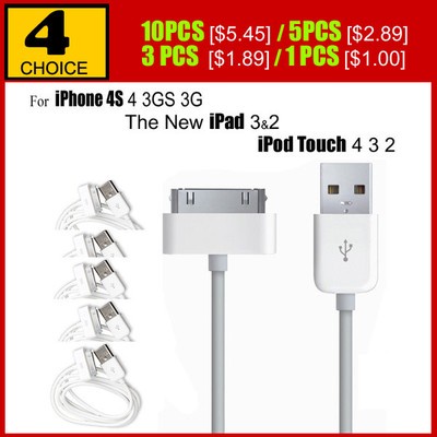 USB Data Sync Charger Charging Cable Cord For iPhone 4S 4 3G 3Gs iPad3 2 1 iPod