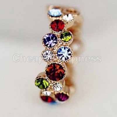 18K Rose Gold GP  Crystal Sweet Summer Colourful Flower Ring DSUS