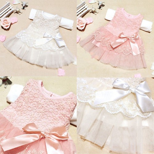 0-2Y Baby Kids Girls Princess Clothes TUTU Flower Bow Lace Dress Formal Party