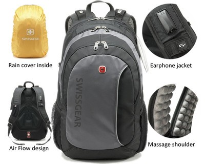 Swiss Army School backpack 16' Laptop Rucksack Men Travel Bags Notebook Sales