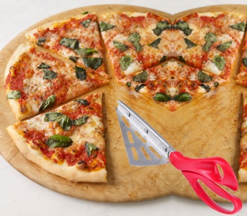 New 2 in 1 Pizza Cutter Pizza Slicer Pizza Scissor Shears Pastry Cutter Tool W