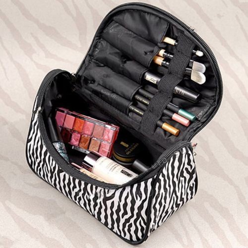 New Women Makeup Cosmetic Case Toiletry Bag Zebra Travel Handbag Organizer pouch