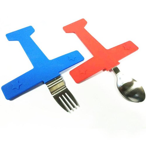 Kid's Plane Shape Cutlery Travel Kit Spoon With Fork 2 piece Set NEW 5343