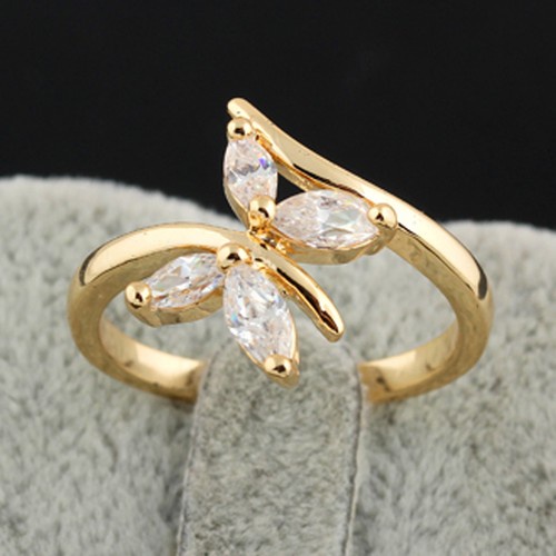 Elegant Yellow Gold Plated White CZ Women's Ring Size 7 8 Hot Jewelry J0506