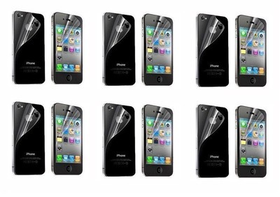 12 pcs=6x(Front+Back) Clear Screen Protector Cover Film For Apple iPhone 4 4G 4S