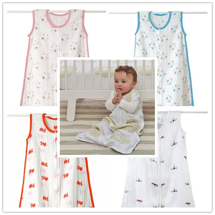 Muslin baby sleepsacks 100%cotton unisex super soft baby muslin sleeping bag