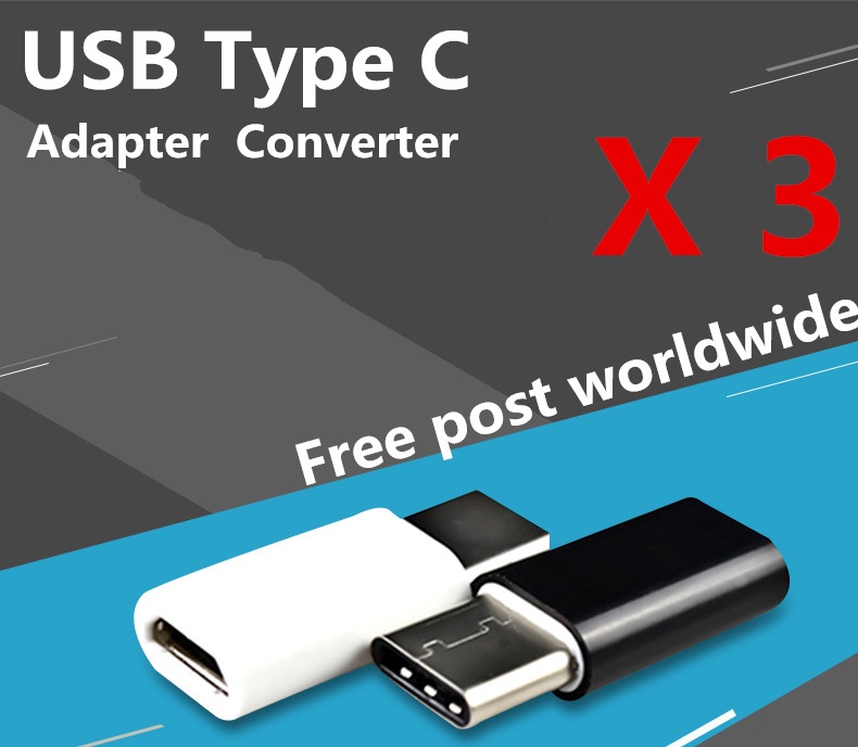 3x USB  Type C Male Connector to Micro USB Female Converter USB-C Adapter