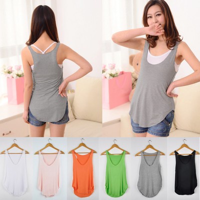 Ladies Summer Trendy Loose Sleeveless V-Neck Vest Tank Tops Tee Shirt 6 Colors