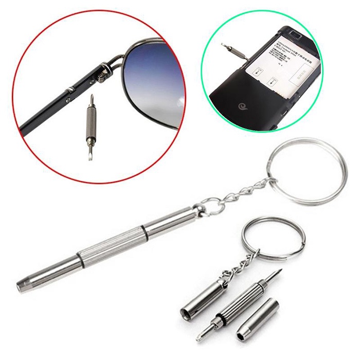 5pcs 3in1 Screwdriver Eyeglass Eye Portable Watch Repair Kit with Keychain