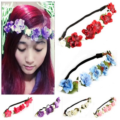 Boho Style Chic Floral Flower Rose Hair Wreaths Headband Hair Band Party Wedding