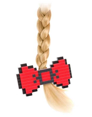 8-bit Pixellated Hair Bow Plastic Clasp Geeky Nerdy Look Pixel ThinkGeek