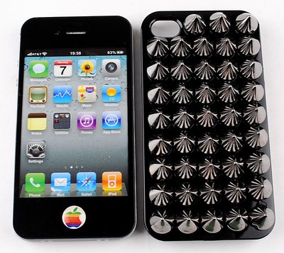 Vintage Punk Metal Spike Studs Cone Rivet Nail Art Cover Case For iphone 4 4S 4G