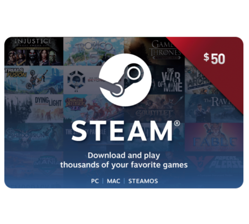$50 Steam Gift Card - Extra 10% OFF When you spend $100 or more - Emailed