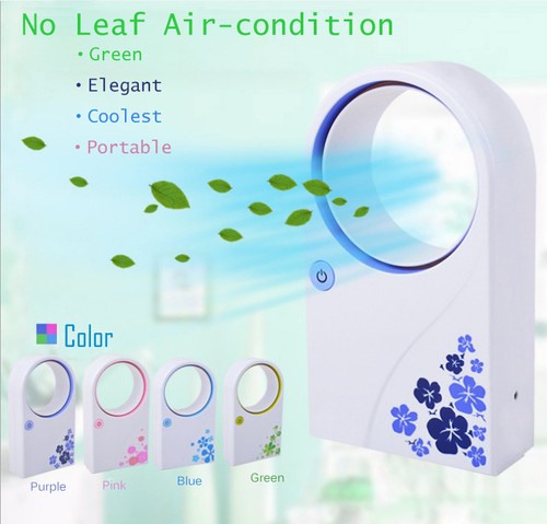 Mini Portable Bladeless Fan Refrigeration No Leaf Air Conditioner USB Desktop