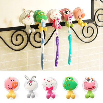 5pcs / lot Ultra Cartoon Sucker Toothbrush Holder / Suction Hooks Cup
