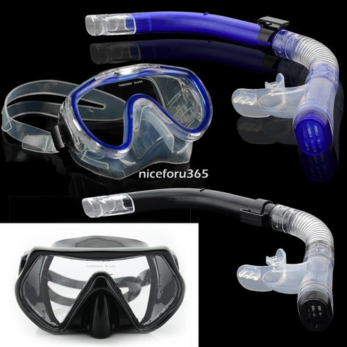 Scuba Diving Swimming Mask Goggles Tempered Glass  Dry Snorkel Snorkeling N4U8