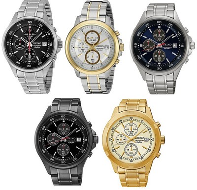 Seiko Men's Chronograph Analog Quartz 100m Stainless Steel Watch