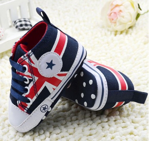 Toddler Baby Boy Girl Navy Soft Sole Crib Shoes Sneaker Size Newborn to 18 Month
