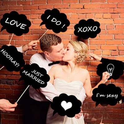 10pcs Photo Booth Prop Wedding Birthday Party Black Card Board Stick DIY