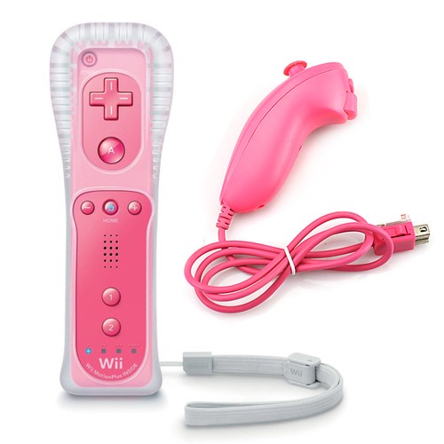 NEW Pink Wiimote Built in Motion Plus Inside Remote + Nunchuck For Nintendo Wii