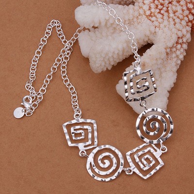 2014 New Fashion Hot Womens Retro Sterling Silver Necklace Free shipping