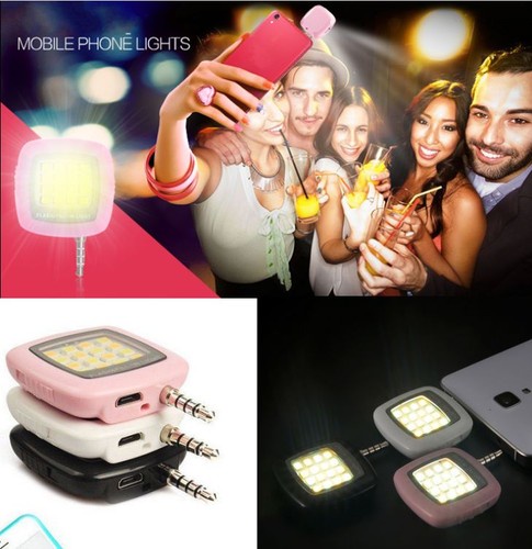 16 LED Camera Smart Selfie Fill Flash Light 3.5mm For Android IOS iPhone 5s 6 6+